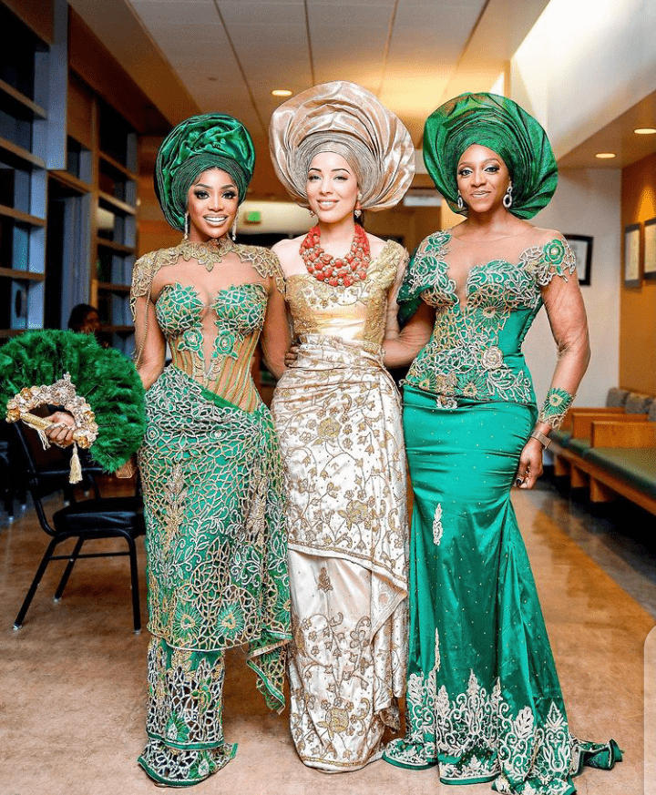 Clipkulture  Mum Of The Bride In Green Embellished Igbo Blouse Green  George Wrapper and Headtie