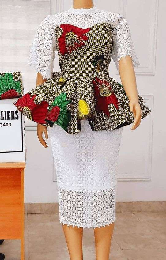 Combination of lace online and ankara styles