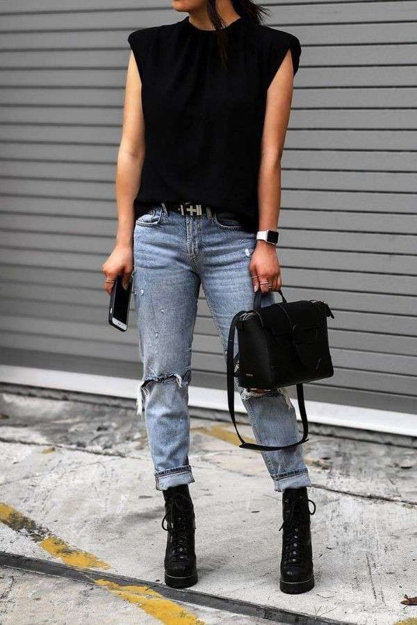 Boyfriend jeans deals with combat boots