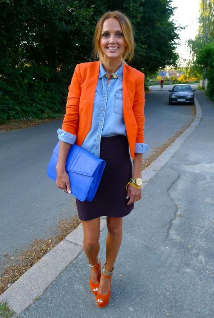 How To Wear Orange and Blue Outfit