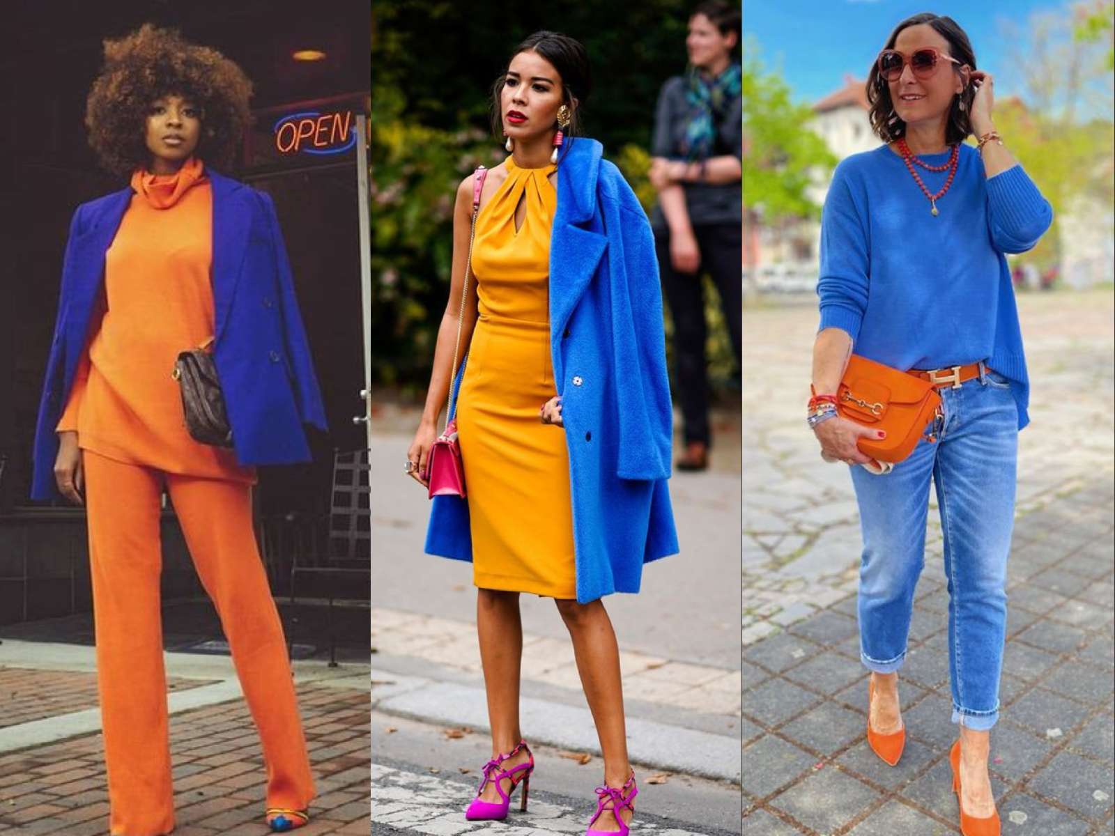 Blue and hotsell orange dress combination