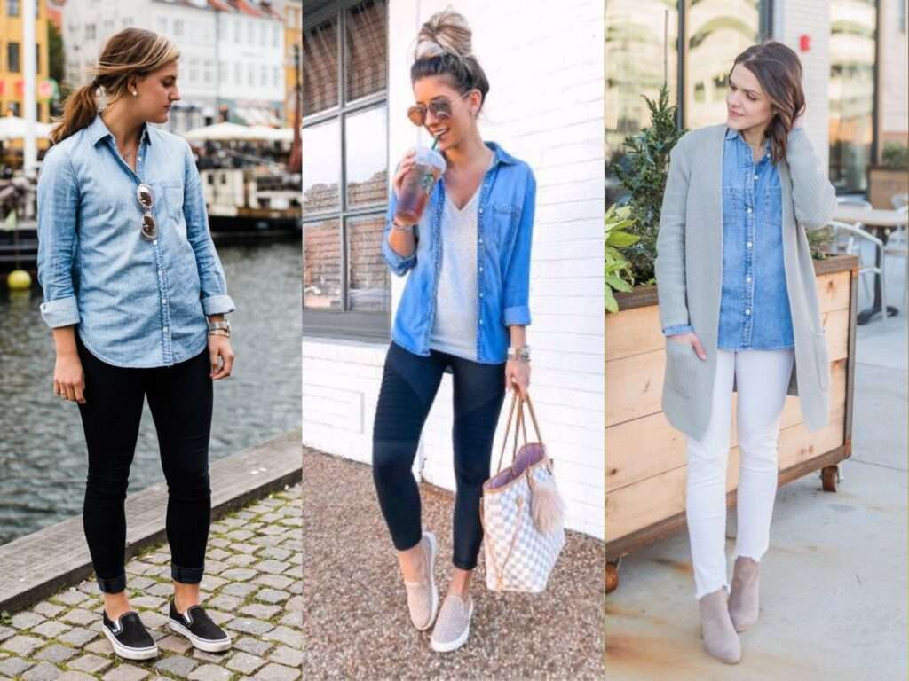 Denim Shirt With Leggings