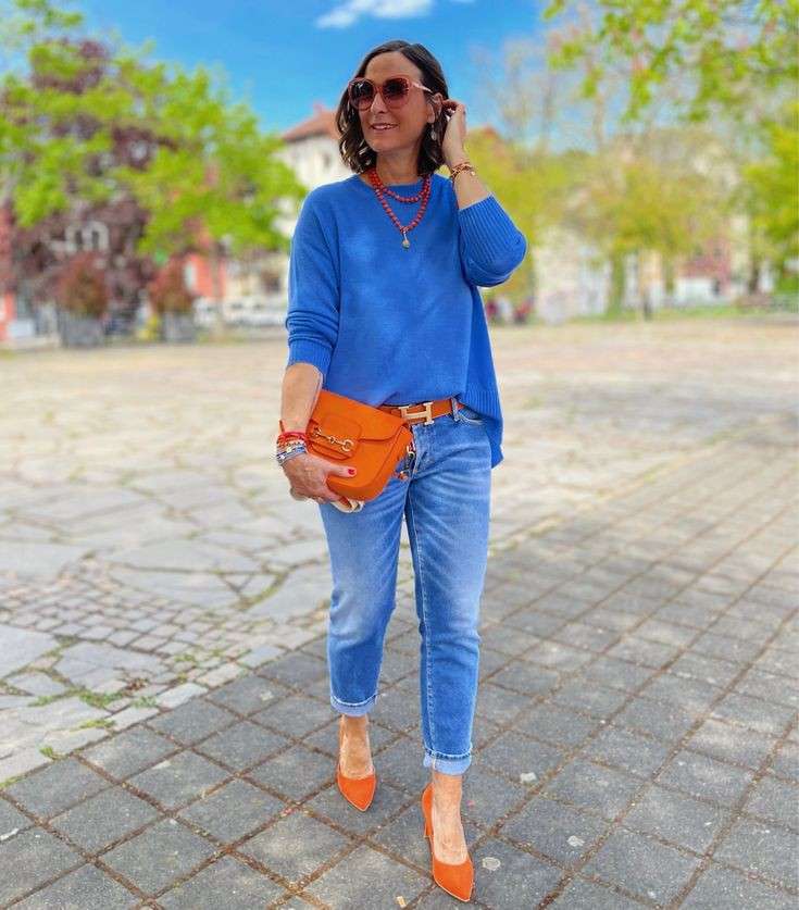 How To Wear Orange and Blue Outfit