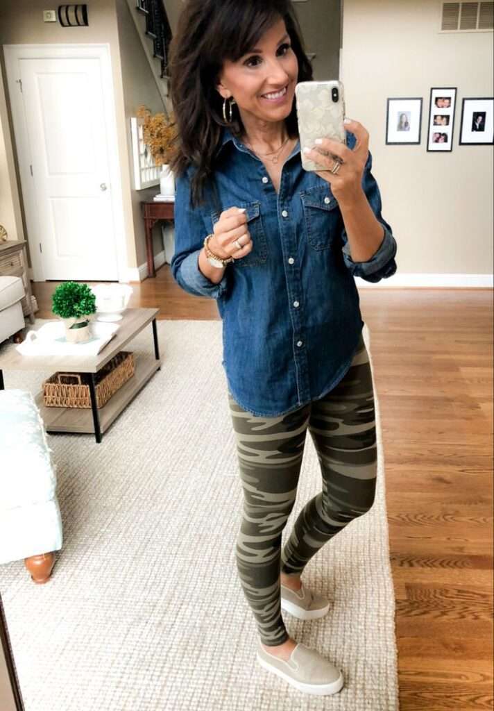 Denim Shirt With Leggings