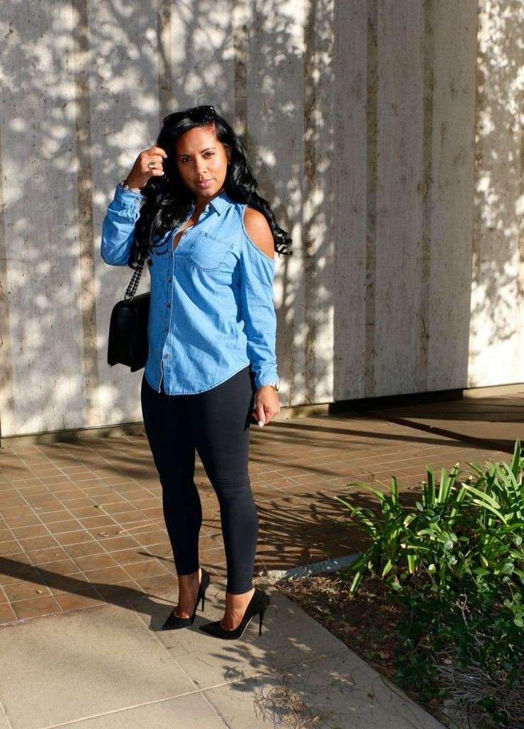 Denim Shirt With Leggings