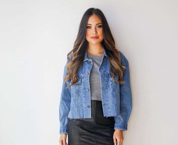 Denim Jacket With Leather Skirt