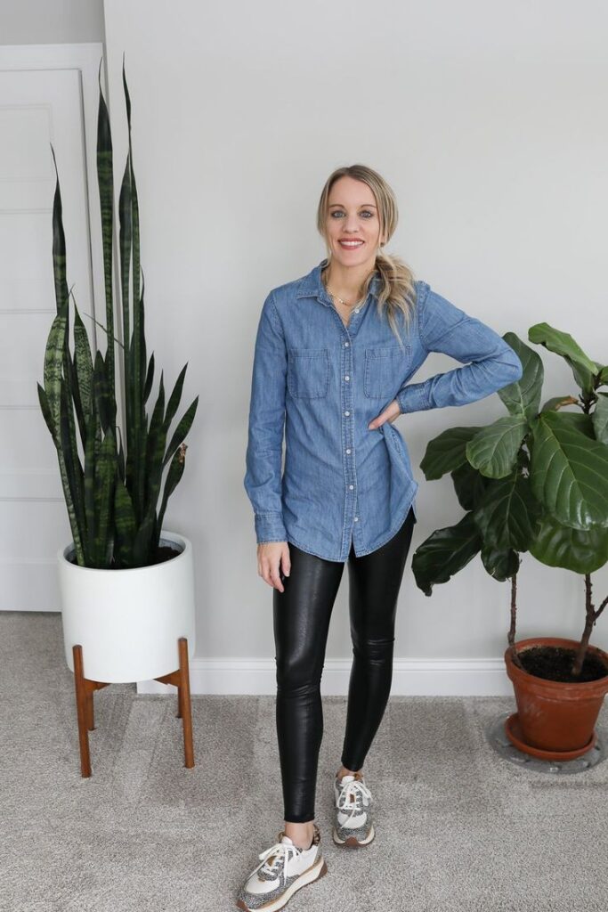 Denim Shirt With Leggings