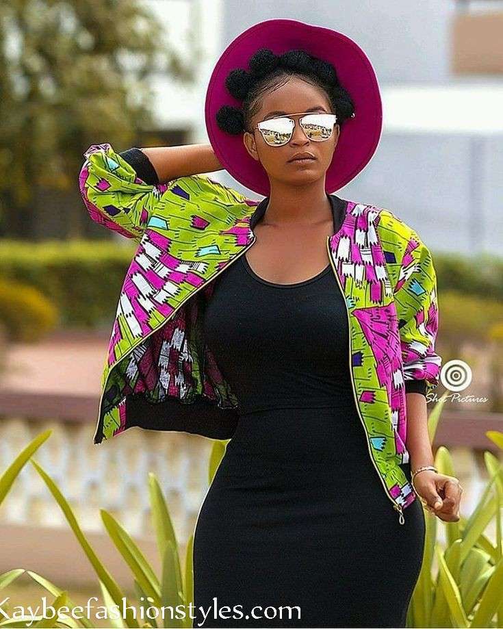 Ankara Bomber Jacket Styles for Ladies