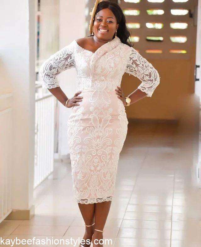 Short White Lace Gown Styles