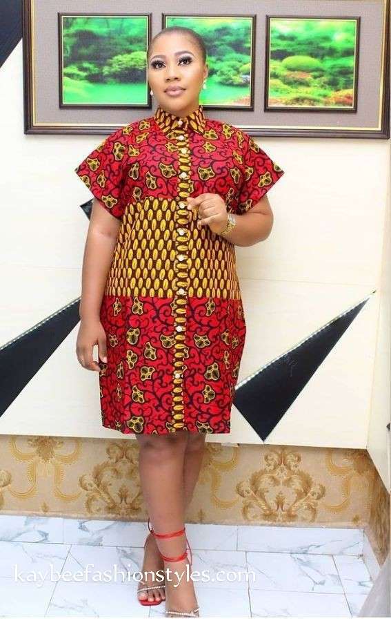 Ankara shirt dress for ladies top