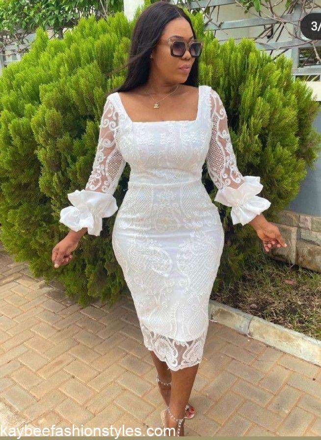 Short White Lace Gown Styles
