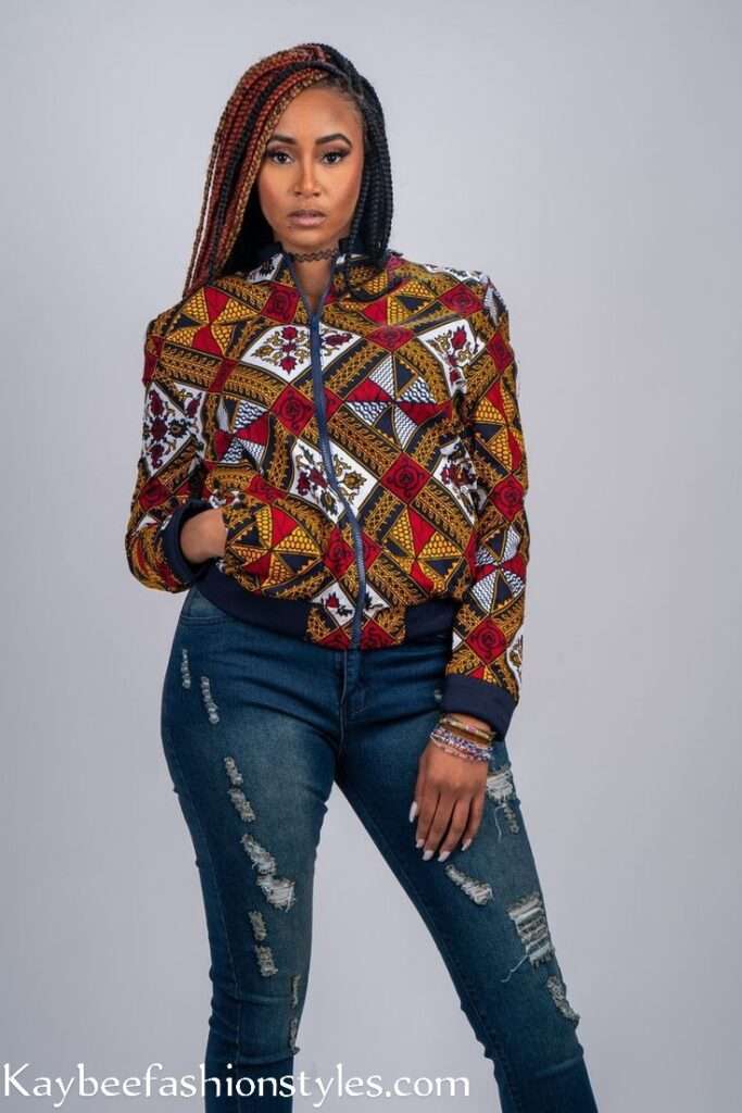 Ankara Bomber Jacket Styles for Ladies