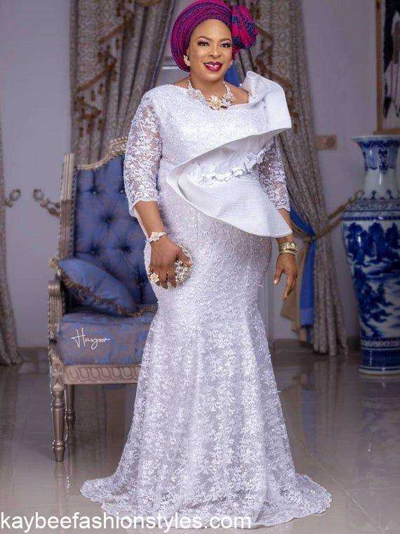 Latest White Lace Styles for Burial in 2022 and 2023 Kaybee Fashion