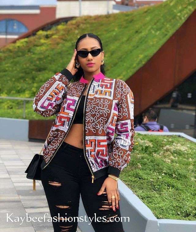 Ankara Bomber Jacket Styles for Ladies