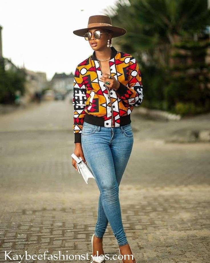 Ankara Bomber Jacket Styles for Ladies