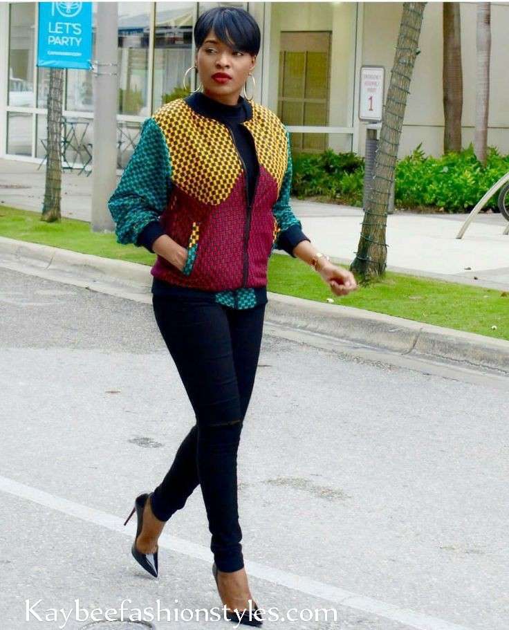 Ankara Bomber Jacket Styles for Ladies