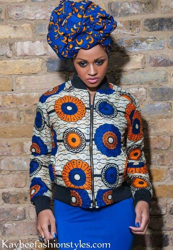 Ankara Bomber Jacket Styles for Ladies