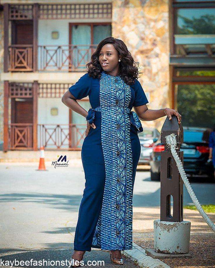 Ankara Plain and Pattern Gown Styles for Ladies - Ankaralacestyle
