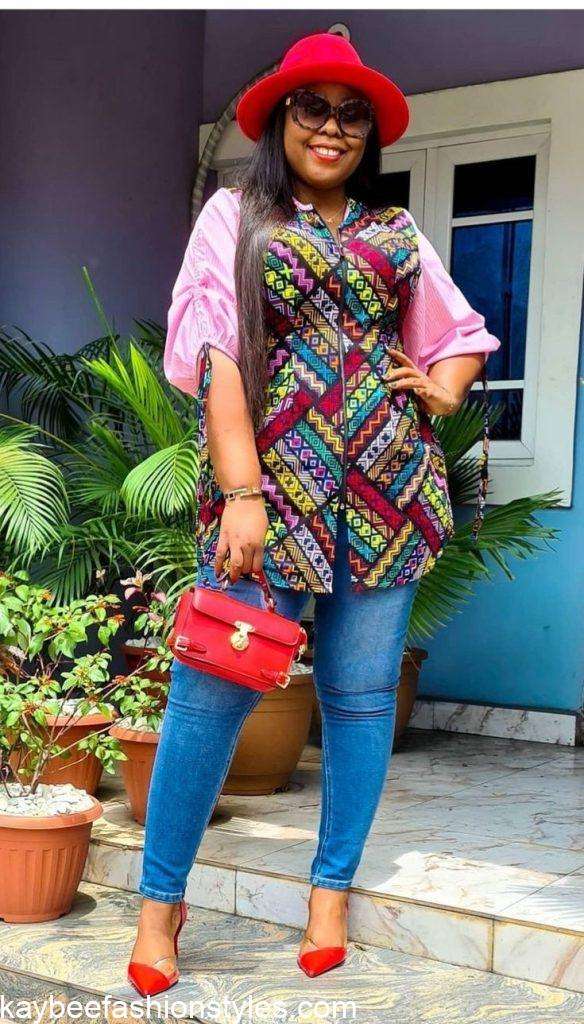 Long Ankara Tops on Jeans 