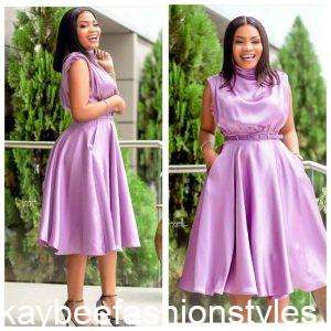 Brown-Colored Short Flare Gown