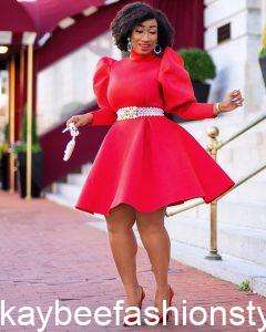 Clay Brown-Colored Short Flare Gown
