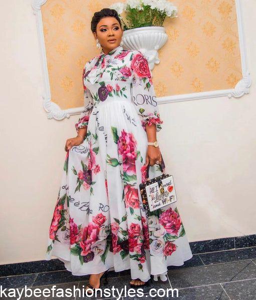 Best Flower Chiffon Gown Styles in Nigeria
