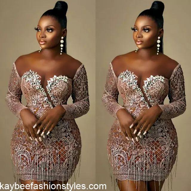 Short Dinner Gown Styles for Nigerian Ladies 