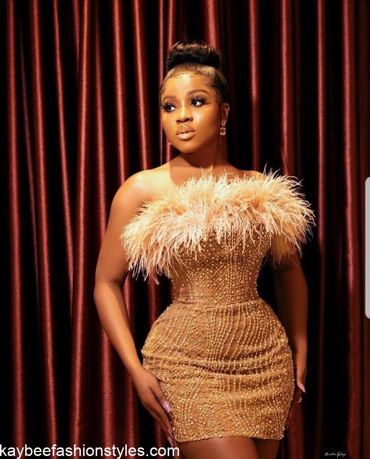 Short Dinner Gown Styles for Nigerian Ladies 