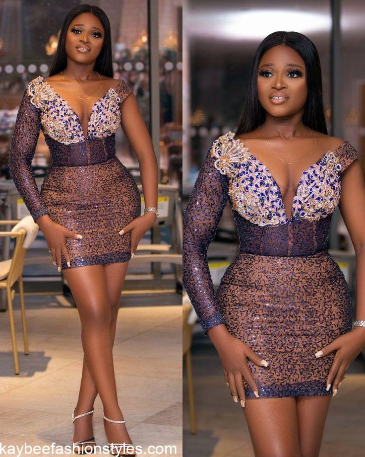 Short Dinner Gown Styles for Nigerian Ladies 