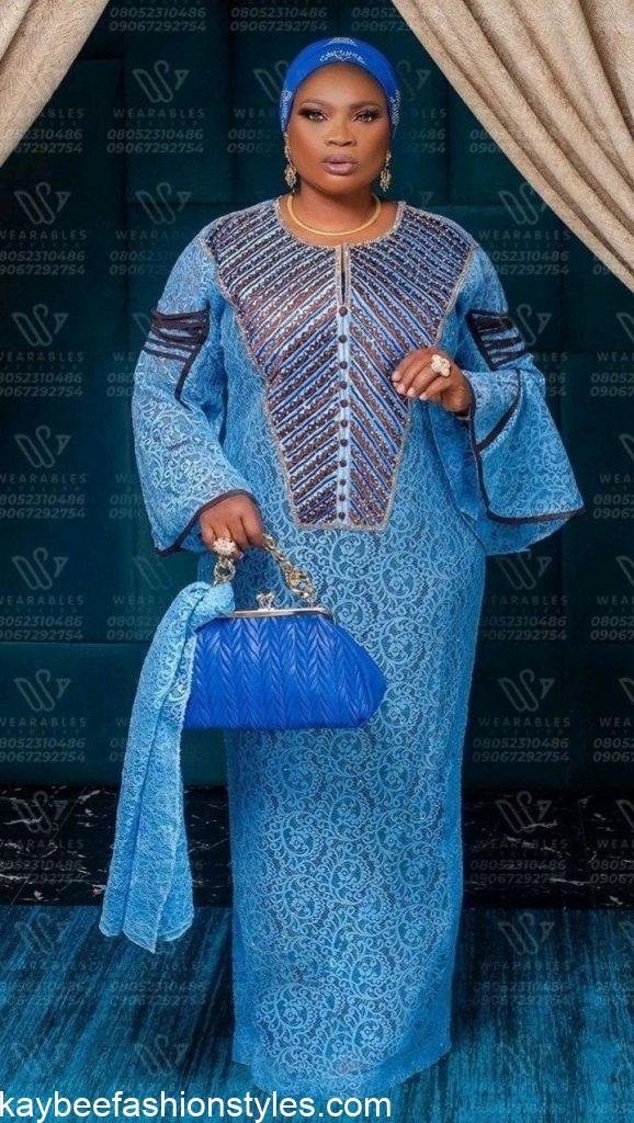 Latest Matured Lace Gown Styles for Mothers 