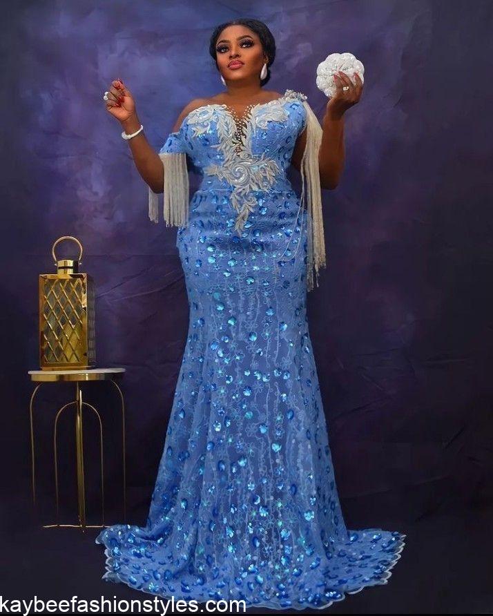 Latest Matured Lace Gown Styles for Mothers 