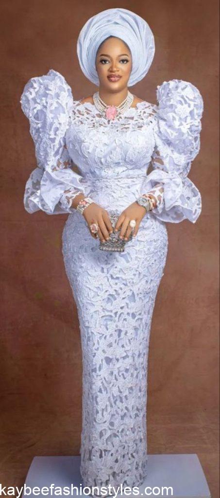 Latest Matured Lace Gown Styles for Mothers 