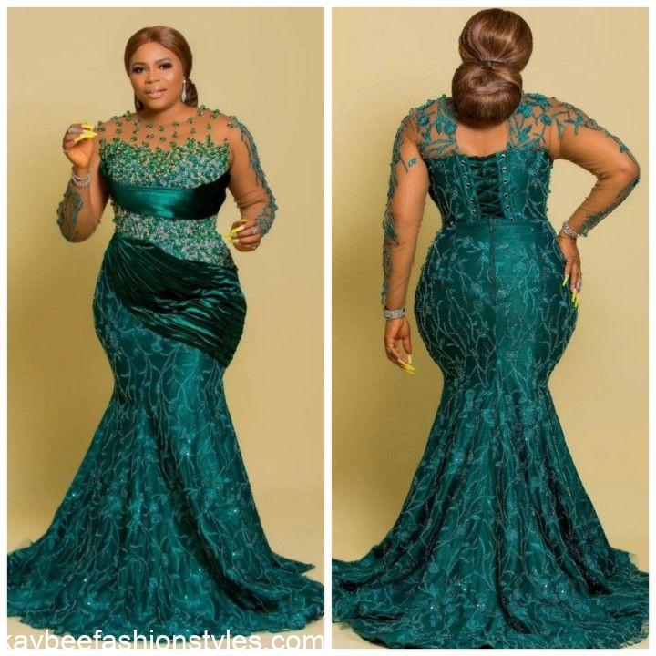 Latest Matured Lace Gown Styles for Mothers 