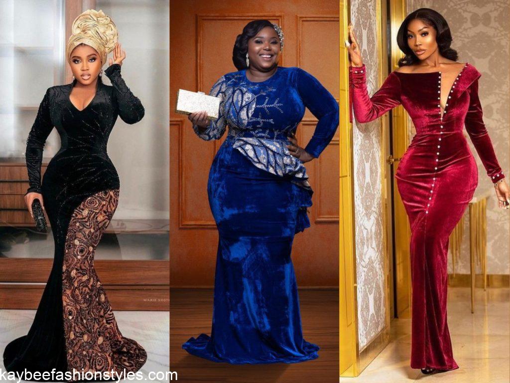 Latest Velvet Gown Styles for Ladies in Nigeria