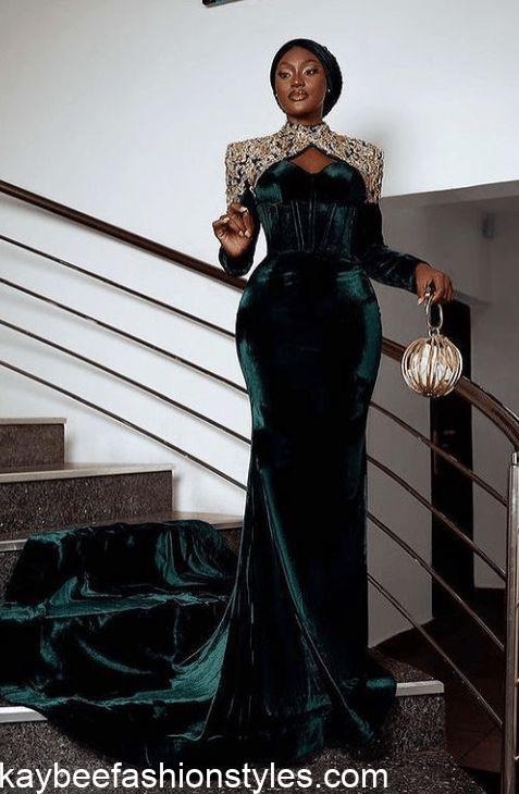 Latest Velvet Gown Styles for Ladies in Nigeria