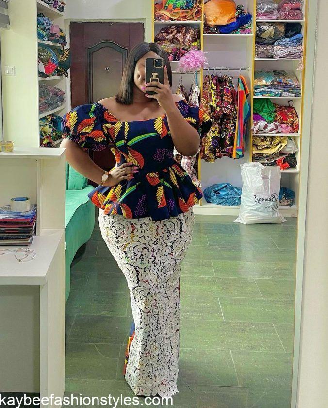 Latest Dry Lace and Ankara Combination Styles for Ladies