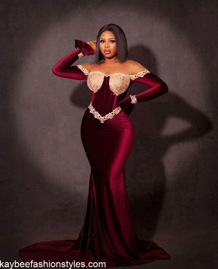 Latest Velvet Gown Styles for Ladies in Nigeria