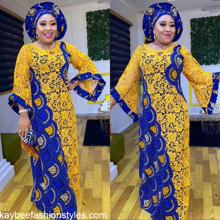 Ankara mixed with clearance dry lace styles
