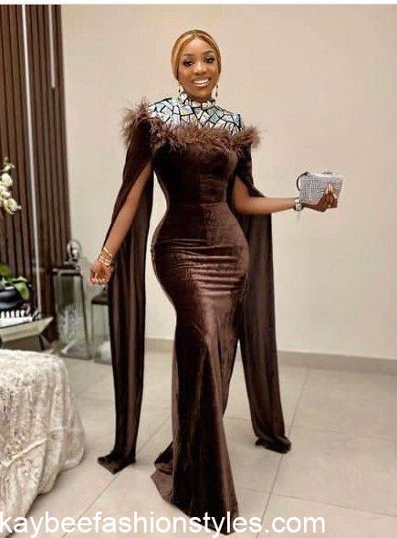 Latest Velvet Gown Styles for Ladies in Nigeria