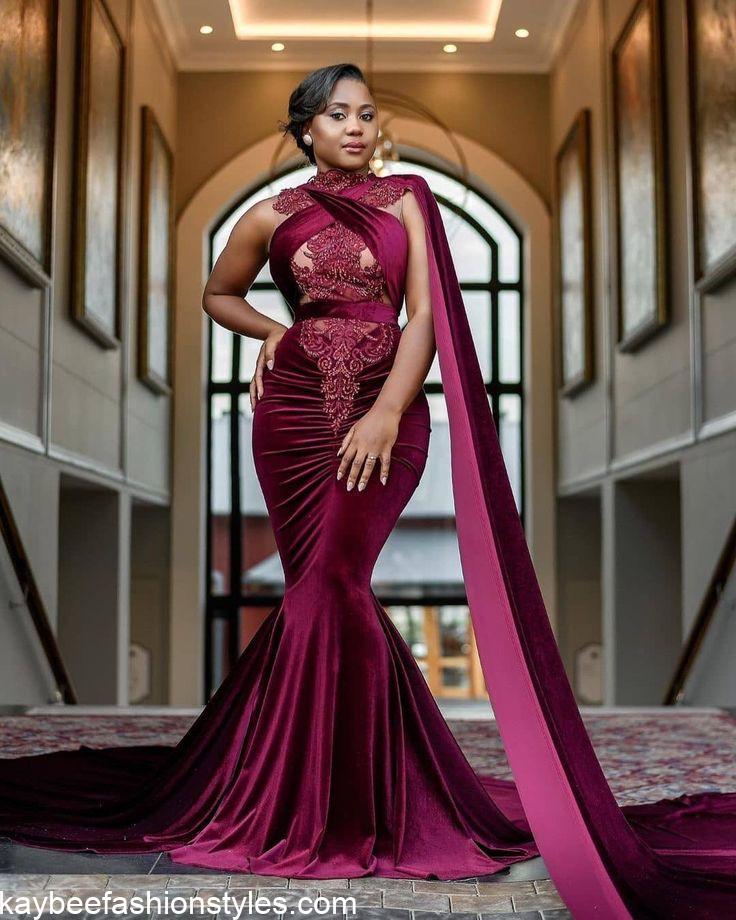 Latest Velvet Gown Styles for Ladies in Nigeria