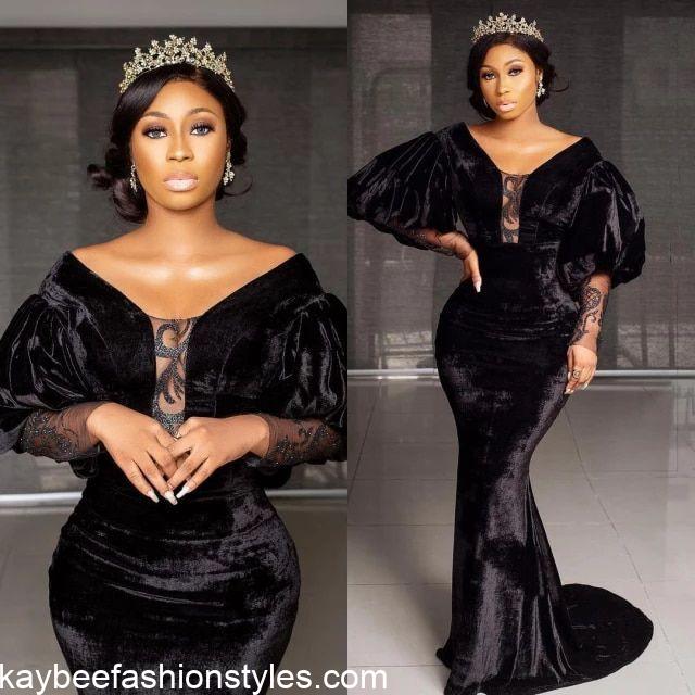 Latest Velvet Gown Styles for Ladies in Nigeria