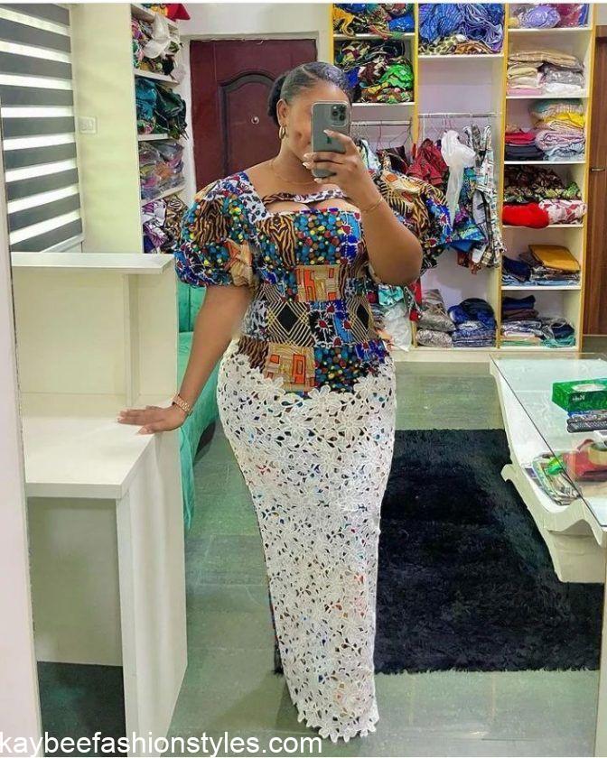 Latest Dry Lace and Ankara Combination Styles for Ladies