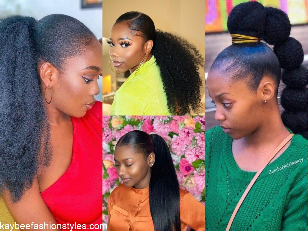 Latest Packing Gel Hairstyles With Kinky Weavon in Nigeria