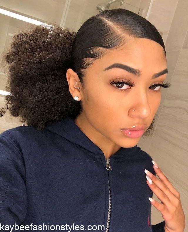 Latest Packing Gel Hairstyles With Kinky Weavon in Nigeria