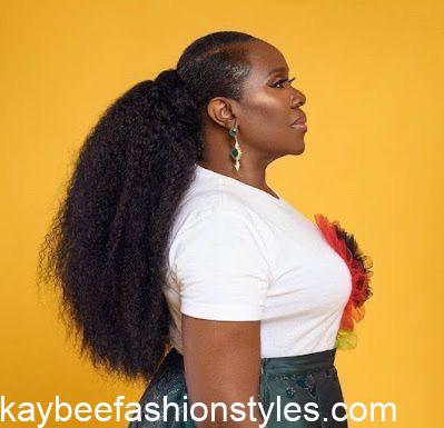 Latest Packing Gel Hairstyles With Kinky Weavon in Nigeria