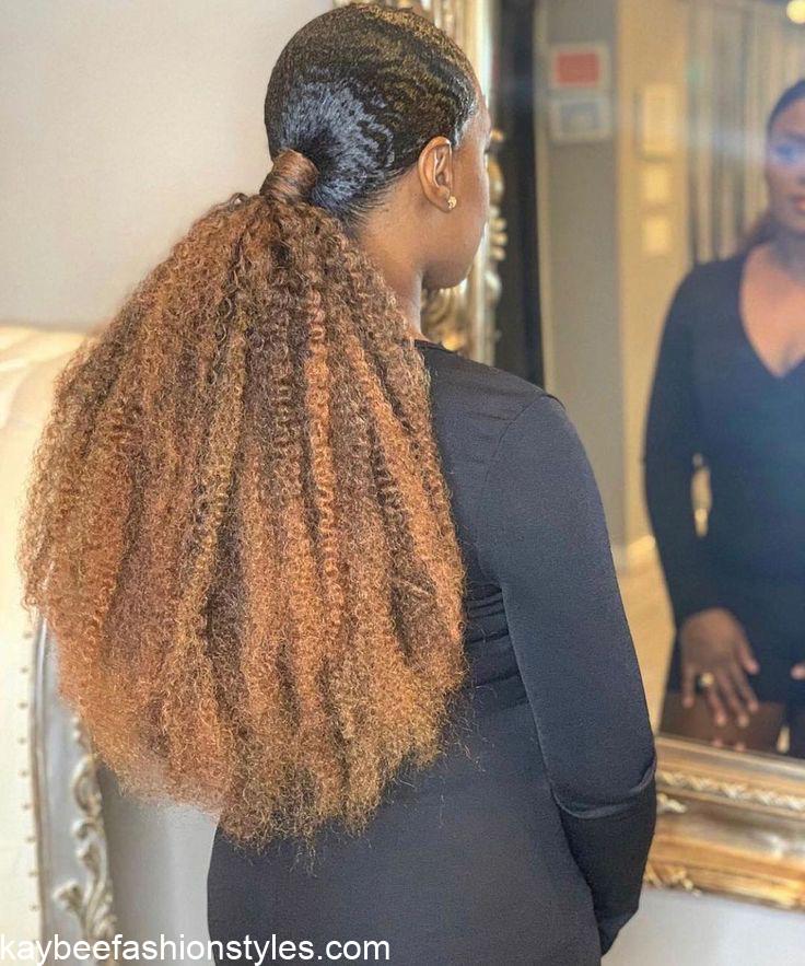 Latest Packing Gel Hairstyles With Kinky Weavon in Nigeria