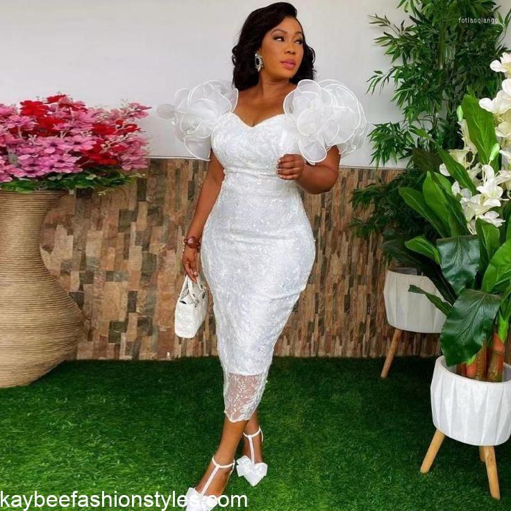 Latest Short Lace Gown Styles for Weddings in 2024 - Kaybee Fashion Styles