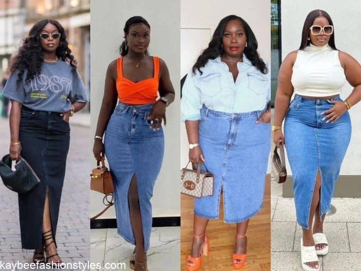 How To Wear Maxi Jean Skirts For Ladies in Nigeria