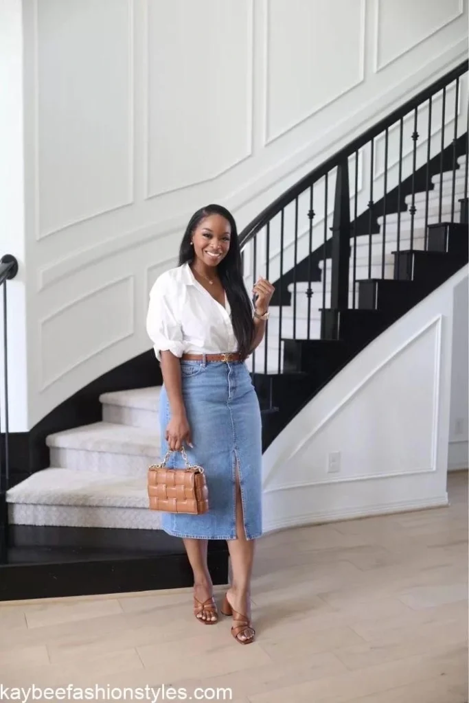 How To Wear Maxi Jean Skirts For Ladies in Nigeria