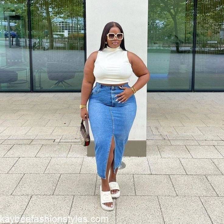 How To Wear Maxi Jean Skirts For Ladies in Nigeria